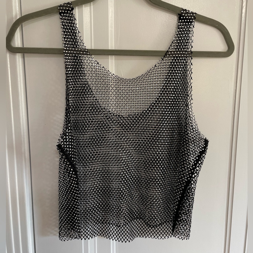 Rhinestone Mesh Top